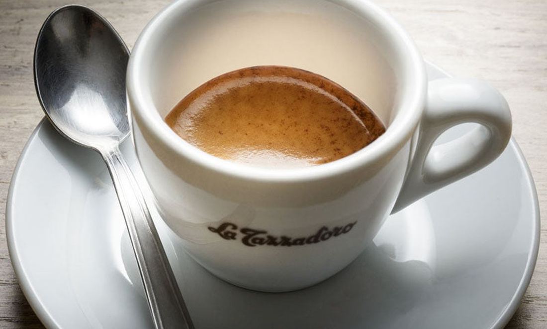 An espresso in a La Tazzadoro cup