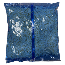 Blue plastic bags with clear window on a white background