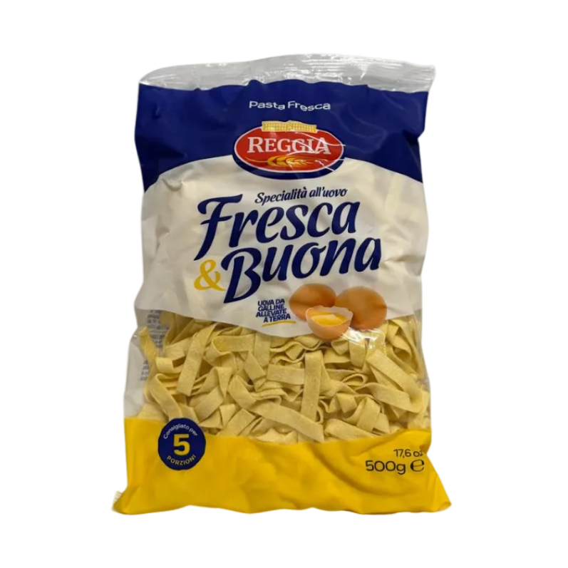 Bag of pasta with Reggia branding on a white background