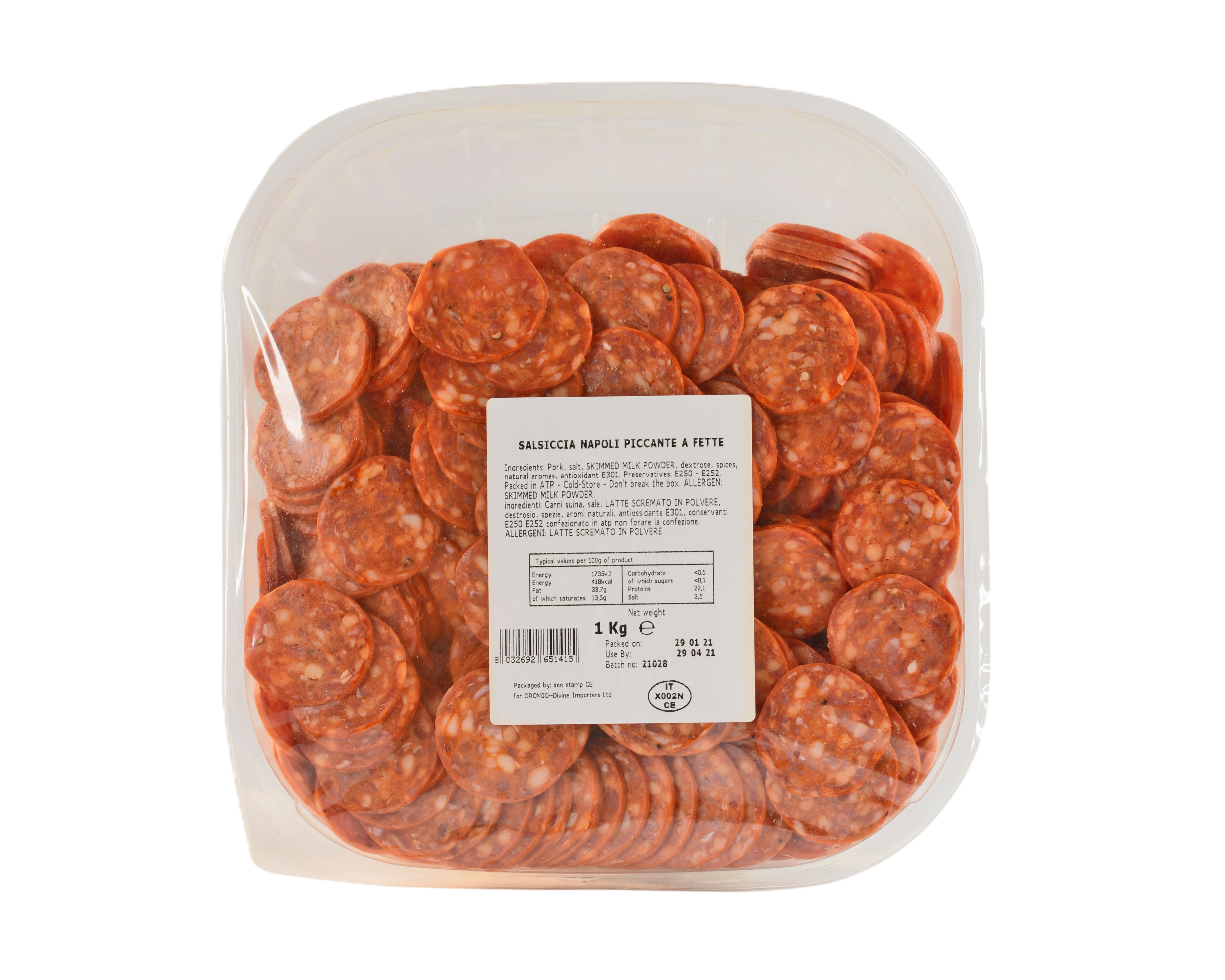 Pepperoni 'Napoli Piccante a Fette' 'Oromio' 1kg
