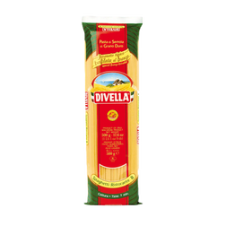 Divella spaghetti pasta package on a white background