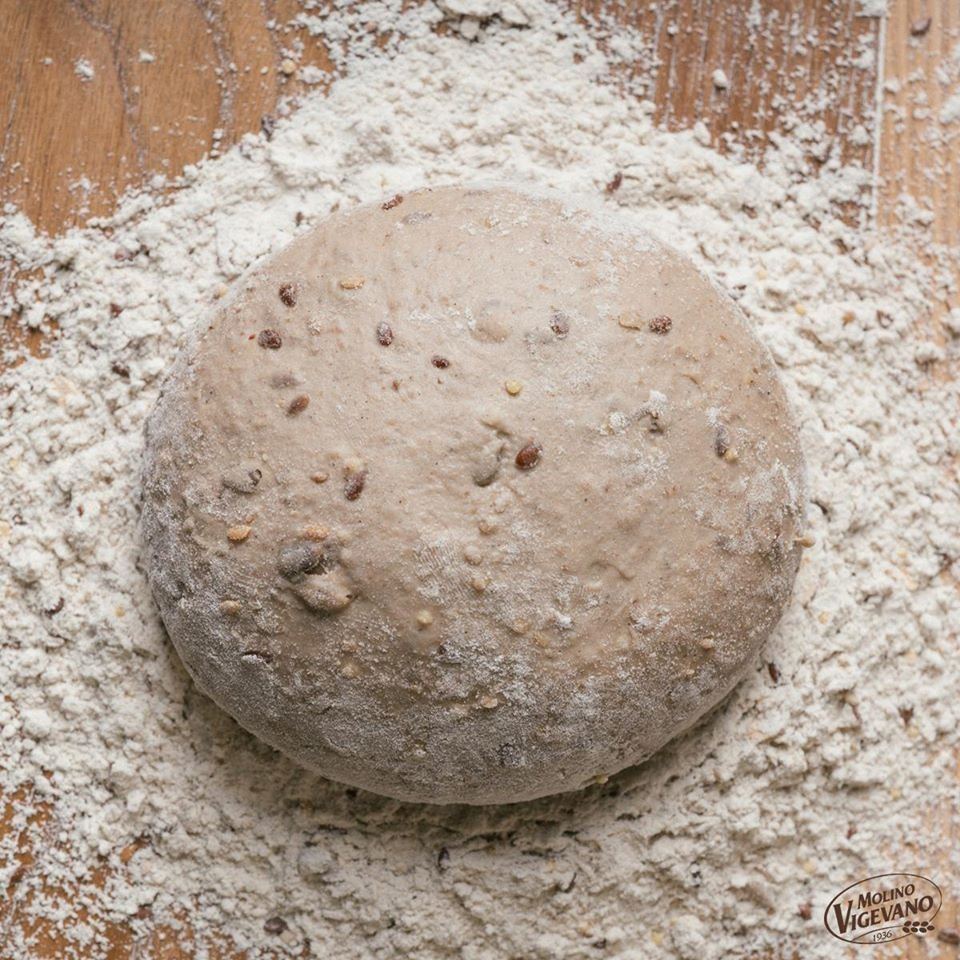 Pizza dough on a floured board